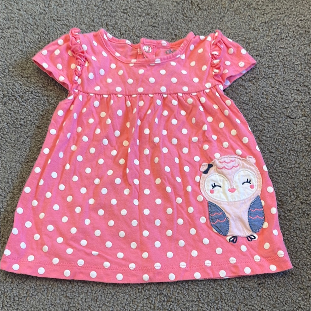 Carter's Pink Polka Dot Owl Blouse